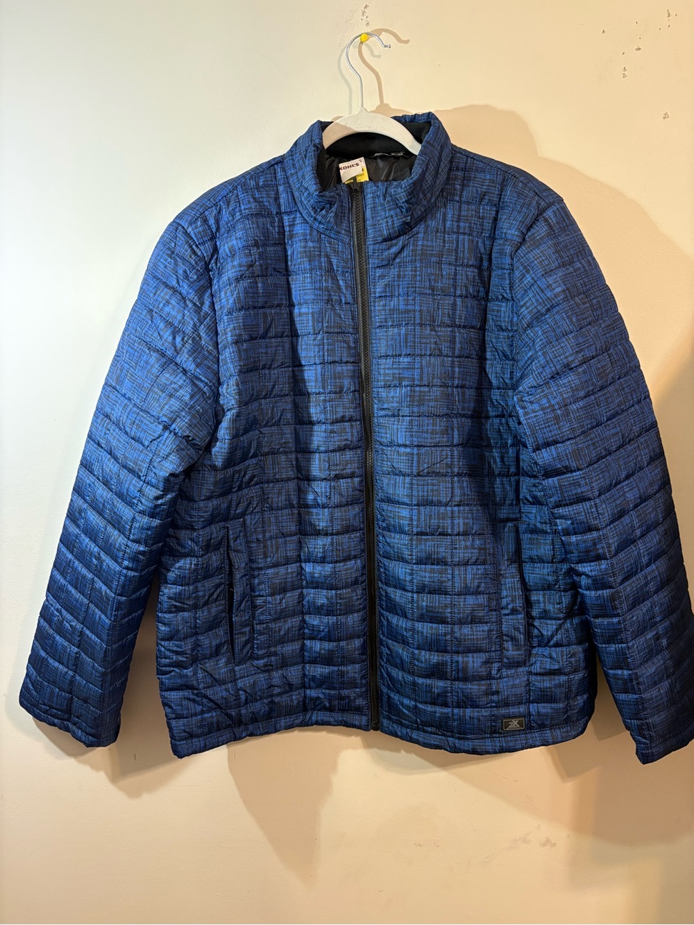 ZeroXposur quilted puffer jacket mens X-Large full-zip closure Blue Black NWT‎